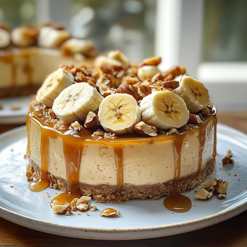 Banana Caramel Nut Cheesecake - Decadent Dessert Recipe