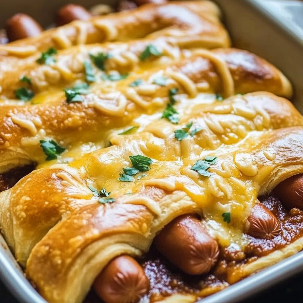 Chili Cheese Crescent Hot Dog Bake