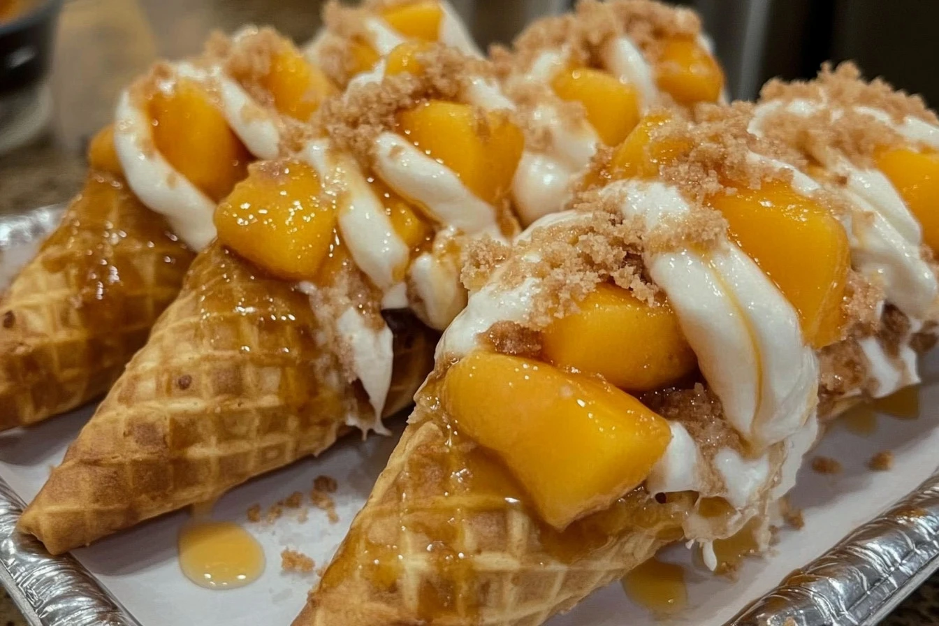 Peach Cobbler Stuffed Cones